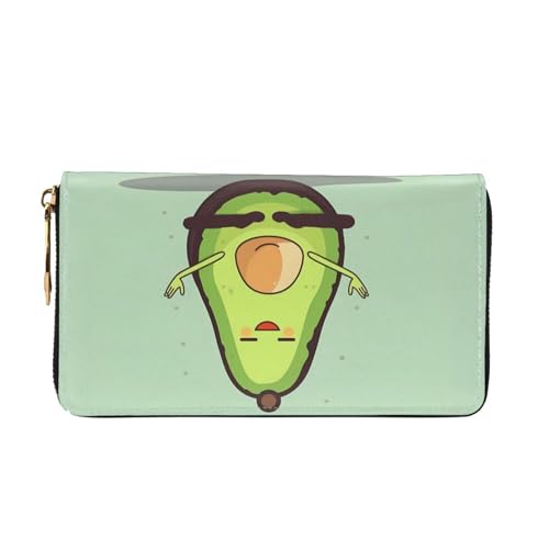 Cute Yoga Avocado Women Wallets Leather Zip Around Clutch Purses Waterproof Credit Card Holder With Phone Holder Ladies Travel Coin Purse2