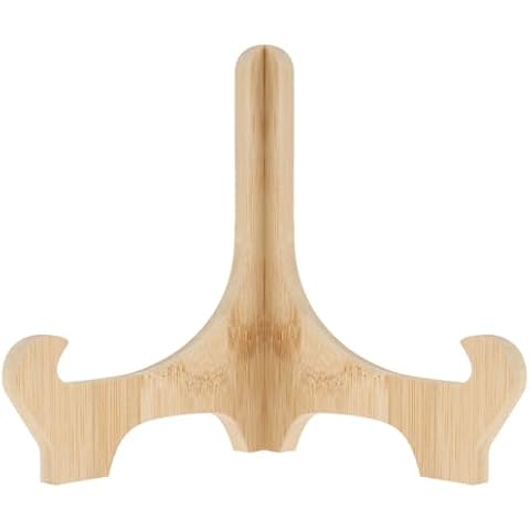 Tcwhniev Plate Stands for Display, 6 Inches Plate Holder Bamboo Wood Picture Frame Stand for Tables, Decorative Artwork Holder Stand for Tabletop Platter Art Photo Vinyl Record Recipe Plaque (1Pcs) Cover