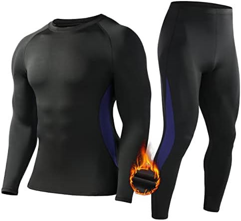 WISMBOX Thermounterwäsche Herren Skiunterwäsche Winter mit Innenfleece | Funktionsunterwäsche Herren Set, Warm Atmungsaktiv Lange Thermo Unterwäsche, Thermounterhose Männer für Ski