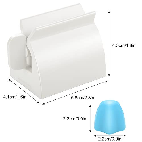 StarWin 6 Pcs Toothpaste Squeezer with Self-Closing Toothpaste Cap Heavy Duty Toothpaste Seat Holder Rolling Tube Toothpaste Dispenser for Bathroom, No Waste No Mess No Dirty