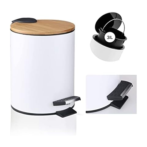 JOLIGAEA Papelera Baño Madera con Cierre Suave y Antihuellas Dactilares Cover