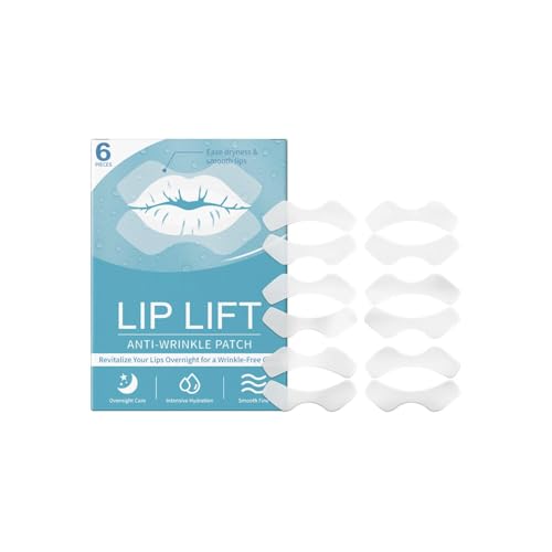 Cerotti antirughe per labbra, trattamento delle rughe del labbro superiore, linee del sorriso leviganti e rughe della zona delle labbra, cerotti facciali per tutti i tipi di pelle (1 scatola, 6 pezzi)