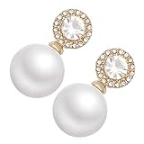Toyvian Pendientes de Botón para Mujer Perla Artificial y Gemas Incrustados, Aleación Resistente, Color Nácar, Joyas Elegantes para Uso Diario y Obsequio Especial