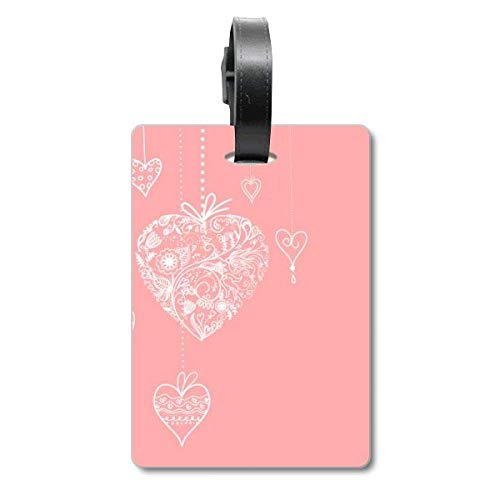 Étiquette valise voyage motif cœur fleurs rose - Accessoire bagage