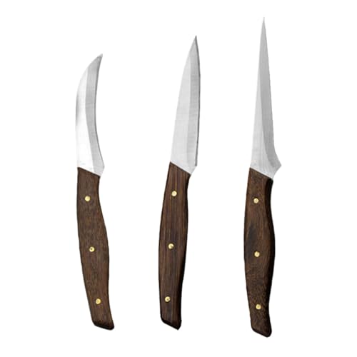 TIKODIDA Set da 3 Coltelli per Intagliare Frutta in Acciaio Inox Manico in Legno Tagliafrutta Professionale per Cucina Utensili per Intaglio e Decorazione di Frutta Pratici e Facili da