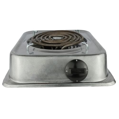 Image of Electric Single Burner Hot Plate, Portable Coil Cooking Heater with Temperature Control, Silver
