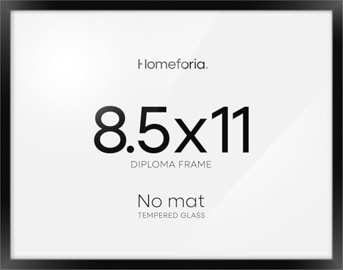 Image of Homeforia Black Diploma Frame 8.5 x 11, High End Metal 8.5x11 Certificate Frames, 11x8.5 inch Document Frame for Wall or Tabletop, 8.5 by 11 Award Letter Size Frame, Tempered Glass, Wall Kit, Set of 1