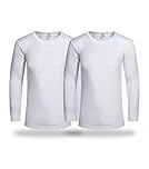 Mens Thermal 2 Pack Underwear Vests Long Sleeve Tops, Thermal T-Shirt Warm Underlayer Winter Thermals Base Layer Clothing Men Vest Top Size S-XXL (M White)