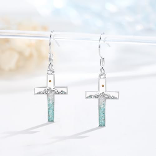Mountain Earrings 925 Sterling Silver Turquoise Mustard Seed Dangle Drop Earrings Faith Jewelry Gifts for Women Girls2
