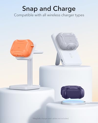 Image of ESR for AirPods Pro 3 Case (2025), Compatible with Airpods Pro 3rd Generation (USB-C Cable), Magnetic Lid, MagSafe Ready, Powerful Drop Protection, Cyber Series, Orange