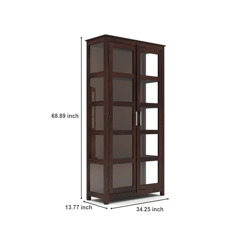 Image of Ekdantix FurnitureSolid Wood Bookshelf with Acrylic Glass Doors | Wooden Display Cabinet for Living Room | Multipurpose Storage Almirah for Books, Decor & Office Use (Walnut Finish)