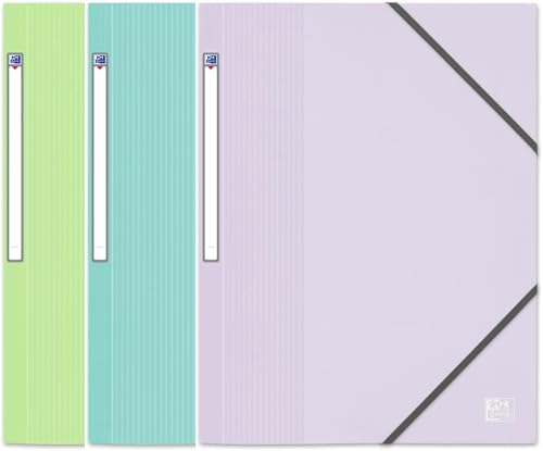 OXFORD School Life Schnellhefter mit 3 Klappen, A4, mit Gummizug, Polypropylen-Deckel, Pastellfarben, 3 Stück