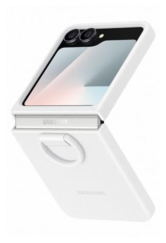 Coque en silicone Samsung EF-PF741 blanche avec anneau pour Galaxy Z Flip6 et Flip7 FE