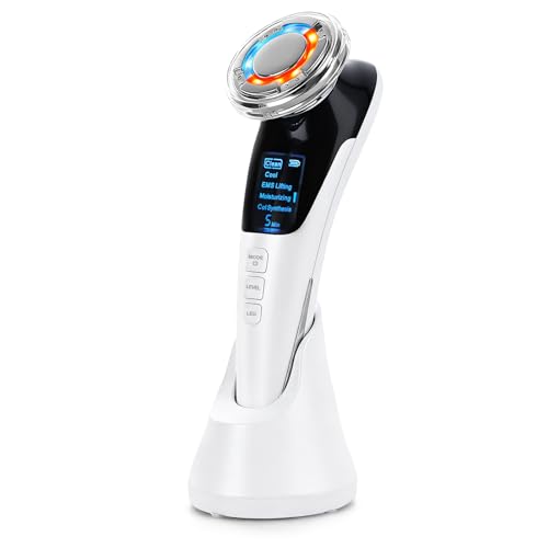 Lychico Professional Facial Massager 8-in-1 Anti-Wrinkle & Lifting Beauty Device with EMS Red/Blue Light Therapy Hot/Cold Modes for Rejuvenation & Deep Cleansing