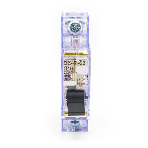 Interruptor automático DZ47-63 1P 16A disyuntor magnetotérmico monofilásico transparente