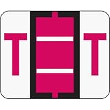 Smead 67090 A-Z Color-Coded Bar-Style End Tab Labels Letter T Red 500/Roll