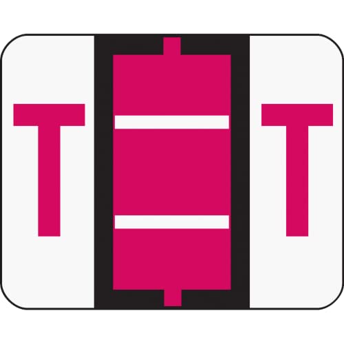 Smead 67090 A-Z Color-Coded Bar-Style End Tab Labels Letter T Red 500/Roll #TOP25