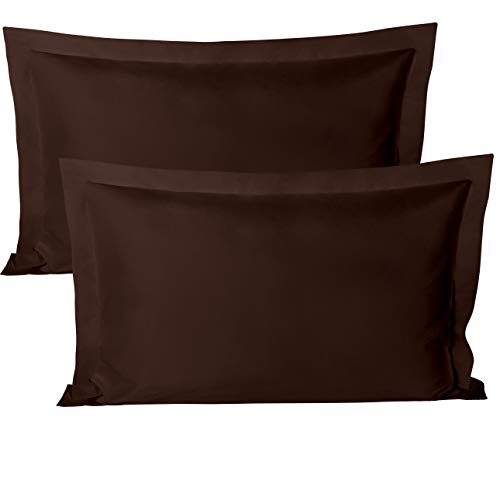 BEDSUM Queen Pillow Shams Set of 2, 100% Brushed Microfiber, 20 x 30 Inches, Super Soft & Cozy, Wrinkle Fade Stain Resistant, Envelope Closure, Dark Brown
