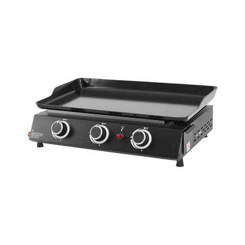 COOKING BOX BY FAVEX - Plancha gaz Alma 3 feux - Plaque en acier émaillé - 3 brûleurs - Piezo mécanique - Puissance 7,2 kW - Surface de cuisson 61 x 34 cm - Tiroir graisses - Jusqu'à 8 convives