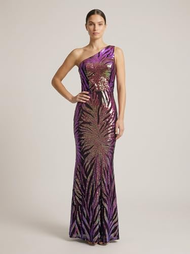 Image of Giffniseti Women's One Shoulder Holographic Sequin Dresses Evening Gown Formal Prom Maxi Dress