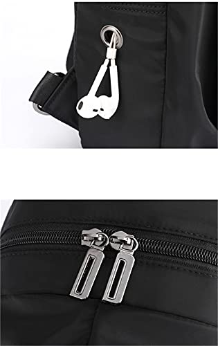 Bolso de hombro casual de tela Oxford impermeable con salida para auriculares en color sólido 5