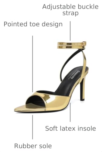 Image of Susanny High Heels for Women Pointed Open Toe Strappy Chunky Block Heels Ankle Strap Stiletto Kitten Heeled Sandals Wedding Bridal Party Prom Sexy Dress Shoes