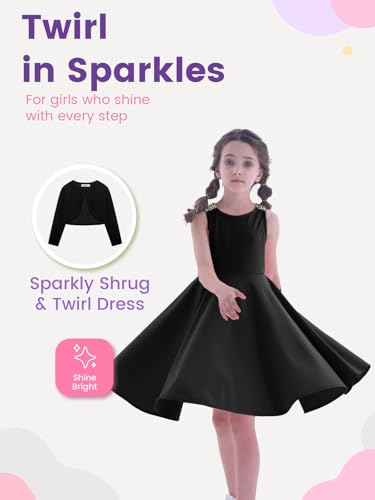WELAKEN Girls Twirl Dress Set with Sparkly Shrug – Sequin Strap Sleeveless Party Formal Dress3