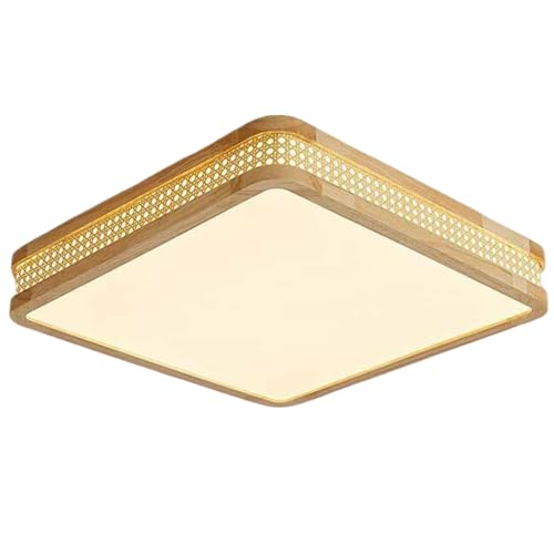 Plafonnier de salon en bois véritable avec éclairage LED minimaliste