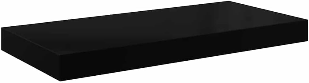 Floating Wall Shelf Set of 4, High Gloss Black Honeycomb MDF, Modern Metal Frame, 23.6 Inch Display Ledge for Living Room, Bedroom, Bathroom Decor