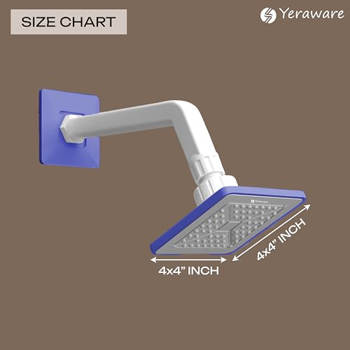 Image of YERAWAR Wall Mounted Overhead Shower Head | High Pressure Rain Shower | ABS Material Body | Anti-Clog Nozzles | Easy Install Bathroom Shower for Home & Hotel (Blue, 4 X 4 Inch)