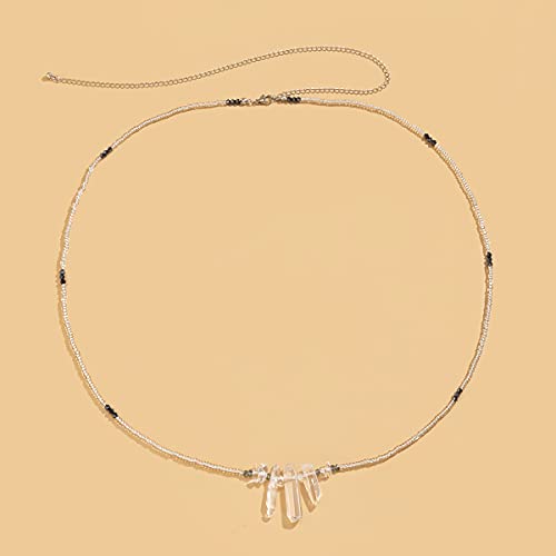 Coluna de Cristal Transparente Sexy Corrente de Barriga Corrente de Barriga Multi-Camadas Seed Frisa