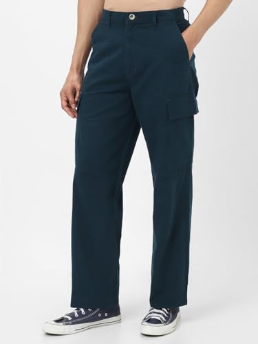Image of Urbano Fashion Men's Loose Baggy Fit Solid Cargo Chino Trouser Pant with 6 Pockets Non-Stretchable