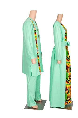 African Couple Outfits Matching Sets - Dresses for Women and Dashiki Mens Clothing for Wedding3