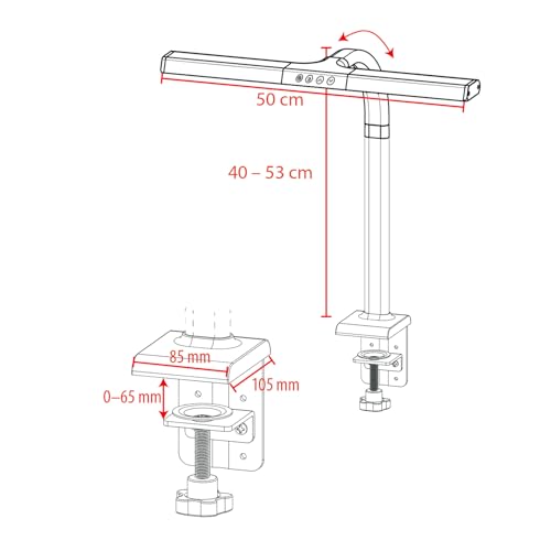 Lampa biurkowa LED 50 cm 600 lm ściemniana podstawa zaciskowa