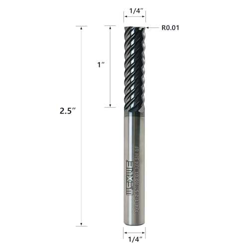 Image of Tools Carbide End Mills,6 Flute Corner Radius Milling Cutter,High Helix Angle for High Hardness Steel Finshing Milling Processing - 1 /4 Shank (1 /4-2.5 inch 1PCS)
