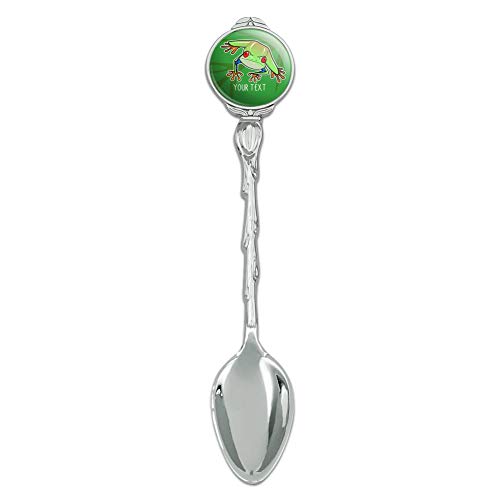 Personalized Custom 1 Line Tree Frog on Leaf Novelty Collectible Demitasse Tea Coffee Spoon