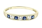 Old English Jewellers 9ct Yellow Gold Blue Sapphire Eternity Ring - sizes J to T (M)