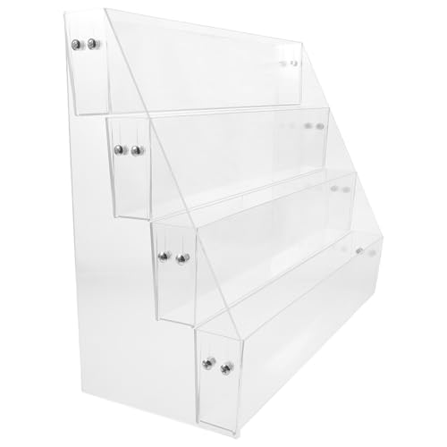 LIFKICH Expositor Multipropósito Coleccionables de de Acrílico Tarjetas Transparente Estructura Escalonada de 4 Niveles, Organizador y Construcción Estable para Ambiente Interior
