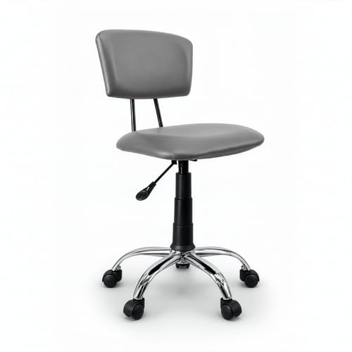 Image of DIYA Seating Vibe Square Rolling Stool (1 Year Warranty) with Comfortable Backrest Height Adjustable & Revolving Swivel Stool Chair for Study Office and Regular Work - Grey (44 inchx47 inchx85 inch)