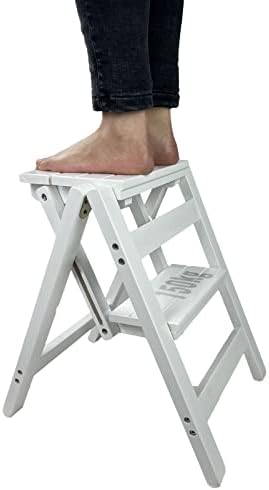 Wooden Step Stool for Adults, 2-Step Ladder for Kitchen, Bathroom, Living Room, 330lb Load Capacity