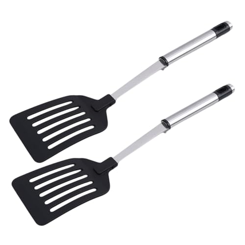 FUNOMOCYA 2 Pcs Home Spatula Nylon Black Steak Spatula Stainless Steel Cooking Spatula Pan Spatula Stainless Steel