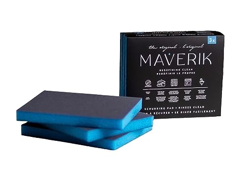 The Original MAVERIK Scrubbing Kitchen Cleaning Pads. Scouring Pads for Kitchen Cleansing, Cookware, Utensils, Bathroom Water Stains, BBQ Griddle, Rusted Tools!!! 2 Sets - 6 Pads