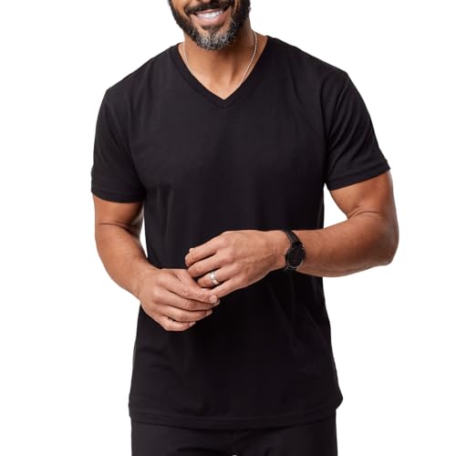 Fresh Clean Threads Mens 1 Pack T-Shirts V Neck Premium Basic Short Sleeve Tees - Fitted Style Ultra Soft Tag-Free Comfort