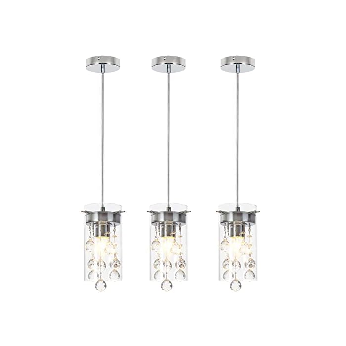 Buy Loclgpm Crystal Pendant Light,Modern Kitchen Island Lighting,3 Pack