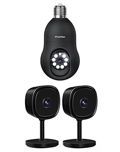 Laview 4Mp Bulb Security Camera And Indoor Security Camera 2 Pcs 2.4Ghz, 2K Full Color Day And Night, Motion Detection, Audible Alarm, Easy Installation, Compatible With Alexa #TOP6