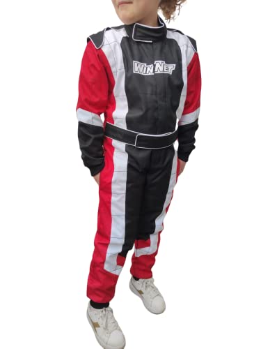 WinNet Tuta da Go Kart bimbo mini moto cross bmx quad per bambino o bambina (Rosso, 10)
