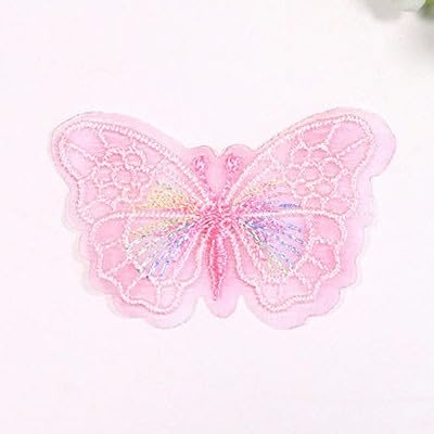 Parches de Bordado Parches Bordados pequeños de 5 x 3,8 cm, 50 Unidades, for Planchar, con diseño Mariposas, for Ropa, Gran tamaño, for Coser en Vaqueros y Chaquetas(Beige)