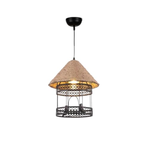 Image of Rustic Hanging Light for Home Metal & Natural Rope Pendant Light with Farmhouse Ceiling Hanging Lamp for, (Bulb not Included) Pack of 2