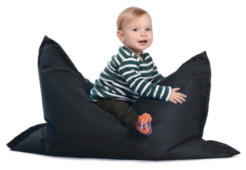 sunnypillow S Sitzsack, Outdoor & Indoor 100 x 70 cm mit 60L Styropor Füllung Sessel für Kinder & Erwachsene Sitzkissen Sofa Beanbag viele Farben und Größen zur Auswahl Schwarz