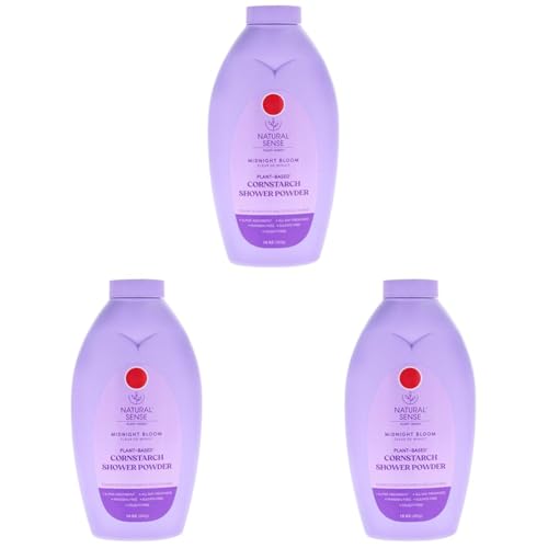 Dr. Natural Natural Sense Plant-Based Cornstarch Shower Powder - Midnight Bloom for Unisex - 10 oz Powder (Pack of 3)